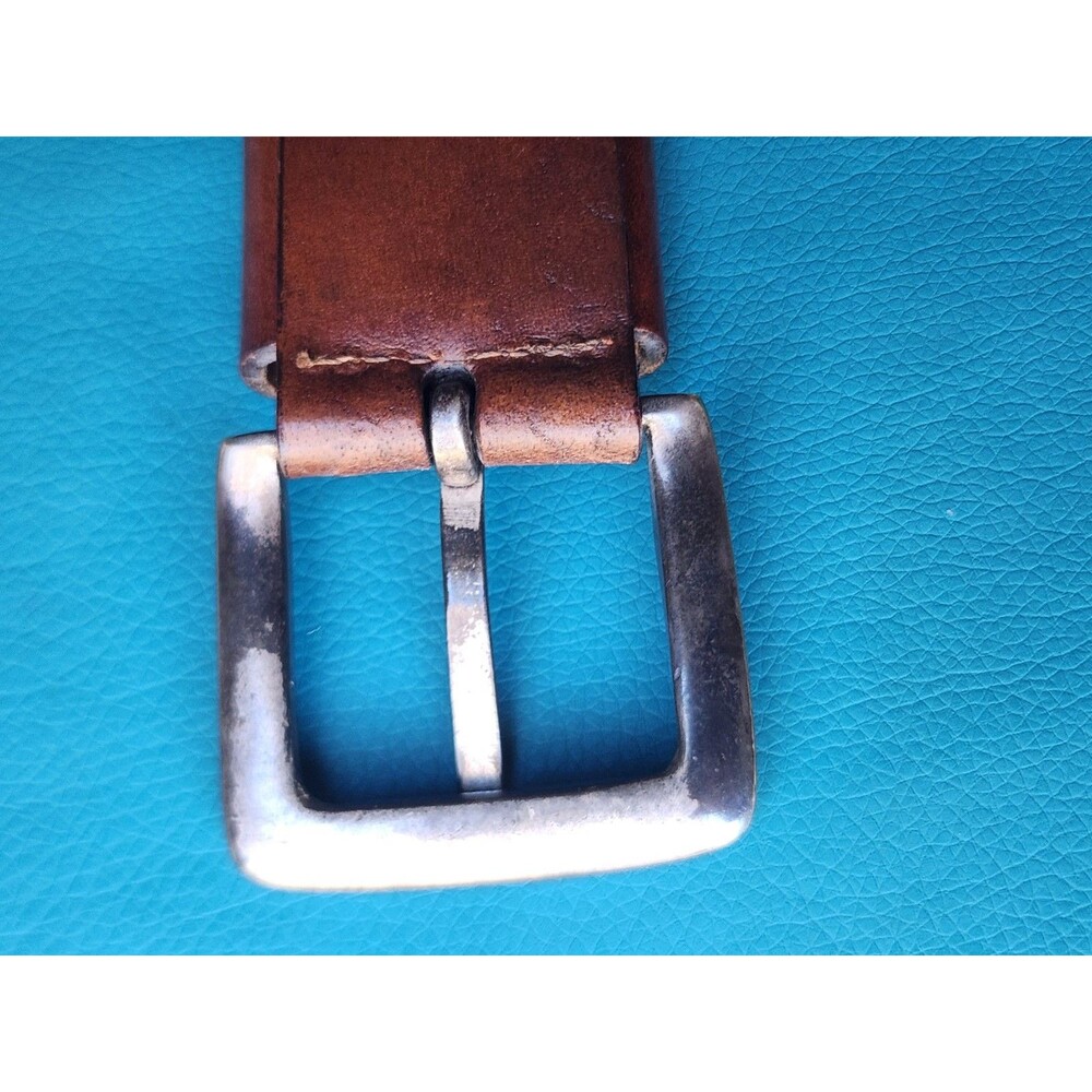Men's Brown Genuine Leather Casual Dress Belt w/ Silver Tone Buckle 28-32 32in S
